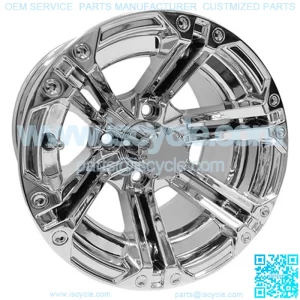 12" Golf Cart Wheel, Chrome Rim & Center Cap, 12x7 ET-25