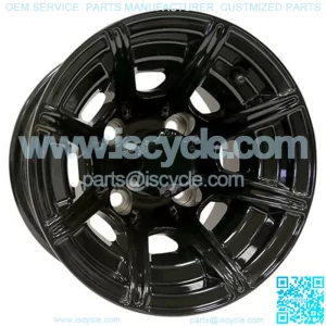 10" Golf Cart Wheel, 8 Spoke GloBlack Rim & Center Cap, 10x7 ET-22