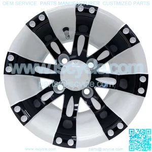 10" Golf Cart Wheel, White/Black Rim & Center Cap, 10x7 ET-25