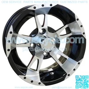 12" Golf Cart Wheel, Machined/Black Rim & Center Cap, 12x6 ET-0