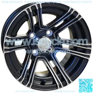 12" Golf Cart Wheel, Machined/Black Rim & Center Cap, 12x7 ET-30