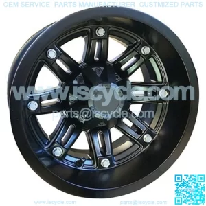 12" Golf Cart Wheel, Matte Black Rim & Center Cap, 12x7 ET-43