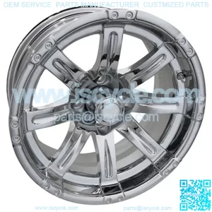 14" Golf Cart Wheel, Chrome Rim & Center Cap, 14x6 ET-0