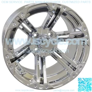 14" Golf Cart Wheel, Chrome Rim & Center Cap, 14x7 ET-25