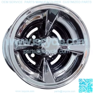 10" Golf Cart Wheel, Black/Chrome Rim 10x7