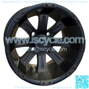 12" Golf Cart Wheel, Matte Black Rim & Center Cap, 12x7 ET-25