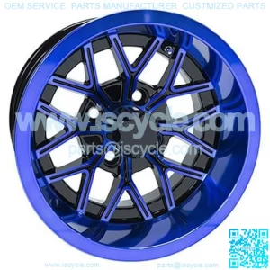 12" Golf Cart Wheel, GloBlack/Blue Rim, 12x6 ET-10