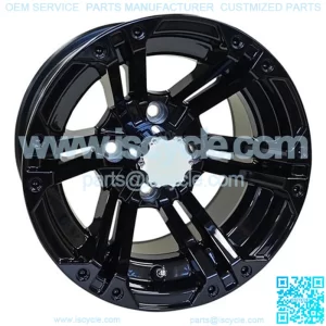 12" Golf Cart Wheel, GloBlack Rim & Chrome Center Cap, 12x7 ET-25