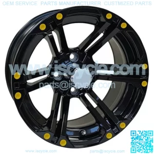 14" Golf Cart Wheel, GloBlack Rim & Chrome Center Cap, 14x7 ET-25