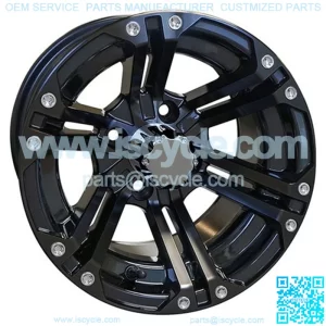 12" Golf Cart Wheel, Black Colored Rim & Center Cap, 12x7 ET-25