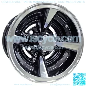 10" Golf Cart Wheel, Machined/GloBlack Rim, 10x7 ET-25