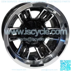 12" Golf Cart Wheel, Machined GloBlack Rim, 12x7 ET-25