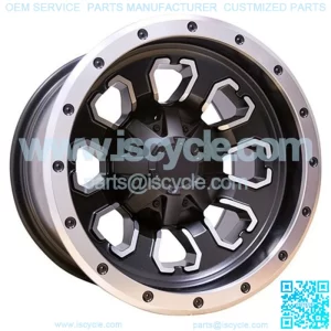 12" Golf Cart Wheel, Machined Matte Black Rim, 12x8 ET-10