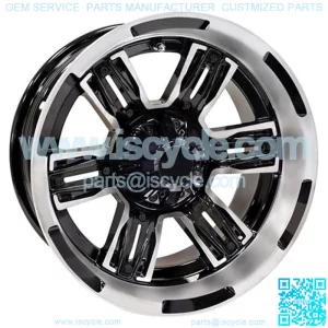 14" Golf Cart Wheel, Machined GloBlack Rim, 14x7 ET-25