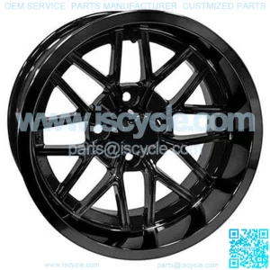 14" Golf Cart Wheel, GloBlack, 14x7 ET-25