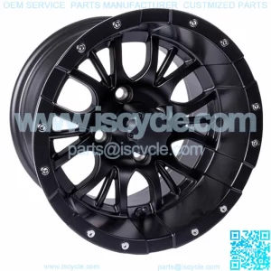 Set of (4) Diesel 14 inch Matte Black Golf Cart Wheels With 3:4 Offset