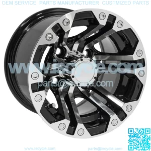 (1) Golf Cart Specter 10 inch Machined and Black Wheel With 3:4 Offset