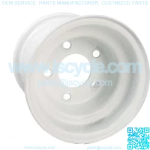 (1) Golf Cart 5-Hole Wheel White Steel 8x7 Centered Offset Club Car EZGO