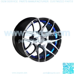 (1) Golf Cart Pursuit 12 inch Machined and Blue Wheel With 3:4 Offset