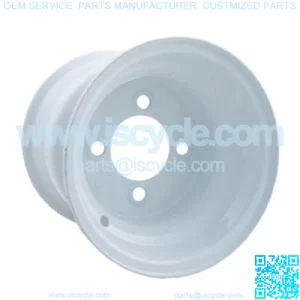 (1) 8 inch Golf Cart Steel Wheel (White) Centered, 4/4, 8x7 Club Car EZGO Yamaha