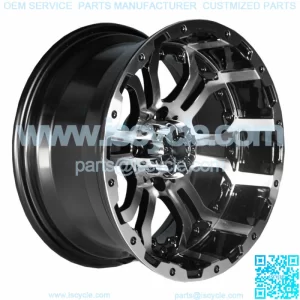 (1) Omega 14 inch Machined / Black Golf Cart Wheel With 3:4 Offset