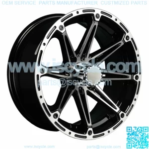 (1) Element 14 inch Machined Silver / Black Golf Cart Wheel With 3:4 Offset