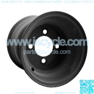 8 inch Black Steel Wheel for Golf Cart Centered | 4/4 (4 x 101.6mm) Bolt Pattern