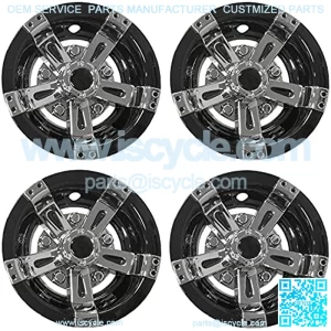 10 Inch Golf Cart Wheel Covers | Black and Chrome Hubcaps