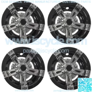 Set of 4 Golf Cart 10" Maverick Chrome and Black Wheel Covers Hub Caps