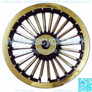 8" Turbine Black/Gold Golf Cart Hub Caps - Each