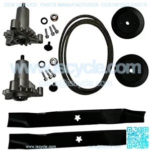 mower parts deck rebuild kit for craftsman poulan included 2 heavy duty spindles 130794, 2 mulcher blades 134149, 2 pulleys 173436, deck belt 144959 95"