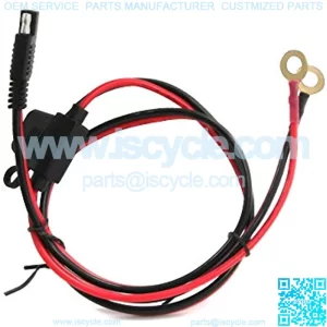 3FT 16AWG SAE to O Ring Terminal Harness 2-Pin Quick Disconnect Plug SAE Battery Extension Cable with10A Protection Fuse for Motorcycle Cars