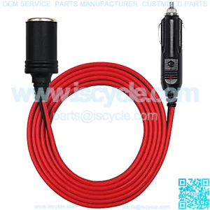 Cigarette Lighter Extension Cord Plug 13FT - 14AWG Car Charger Cable 12-24v Male Plug to Female Socket 15A Power Adapter with LED Lights for Air Compressor Tire Pump Cooler Fridge
