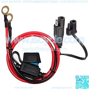 YETOR SAE to O Ring Terminal Harness, with 15A Protection Fuse for Safety, 2-Pin Quick Disconnect Plug,SAE Battery Extension Cable with 2FT 10AWG for Motorcycle Cars. (60CM),Lowest price in 30 days