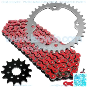 Red Drive Chain And Sprockets Kit for Yamaha YFZ450 YFZ450V 2004-2013
