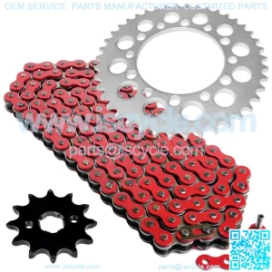 Red Drive Chain And Sprockets Kit for Honda TRX200 Fourtrax 200 2X4 1990-1997