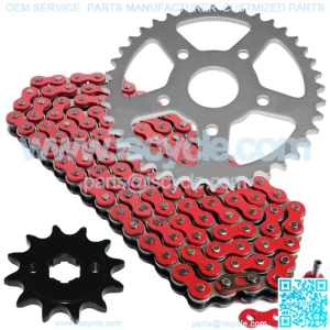 Red Drive Chain And Sprockets Kit for Honda ATC200X 1983 1984 1985