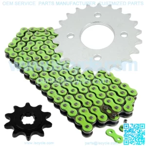Green Drive Chain And Sprockets Kit for Suzuki LT80 Quadsport 80 2X4 1989-2006