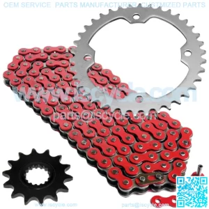 Red Drive Chain And Sprockets Kit for Yamaha YFZ450R YFZ450X 2009-2018