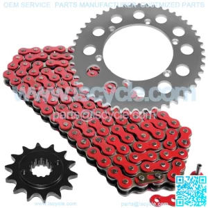 Red Drive Chain And Sprocket Kit for Kawasaki KLX650R 1993 1994 1995 1996