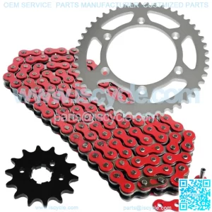 Red Drive Chain And Sprocket Kit for Kawasaki KDX250 1991-1994