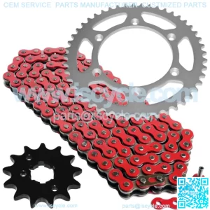 Red Drive Chain And Sprocket Kit for Kawasaki KDX220R 1997-2005