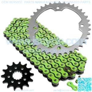 Green Drive Chain And Sprockets Kit for Yamaha YFZ450 YFZ450V 2004-2013