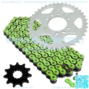 Green Drive Chain And Sprockets Kit for Suzuki LTF160 Quadrunner 160 1991-2004