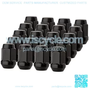 20 Black 12x1.5 Closed End Bulge Acorn Lug Nuts - Cone Seat - 19mm Hex