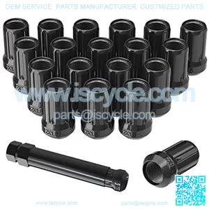 Lug Nuts 12x1.5 Black Open End, m12x1.5 Bulge Acorn Wheel Lug Nuts 1.3" Tall with 1 Key, 20 + 1PCS
