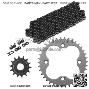 Black Drive Chain And Sprockets Kit for Honda TRX450R Sportrax 450 2X4 2004 05 (For: Honda)