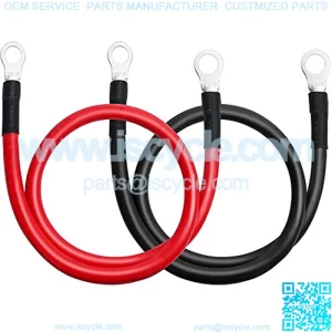 6 AWG 20 Inches (Each) Battery Cables Set with Terminals, 3/8-Inch Lugs (Positive and Negative) for Motorcycle, Automotive, Marine, Solar, ATV, RV, Mower, Oxygen-Free