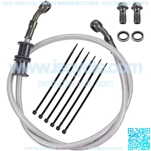 Silver Motorcycle Braided Steel Brake Clutch Oil Hoses Line Pipe Pipe for ATV Pit Dirt Bike Go Kart (Oil Hose Length 90cm)