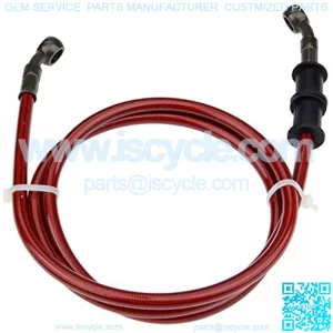120cm Motorcycle Front Brake Line, Braided Steel Oil Hose Line Colorful Brake Clutch Pipe for Dirt Bike ATV Moped Scooter and Banjo Bolt(Red)